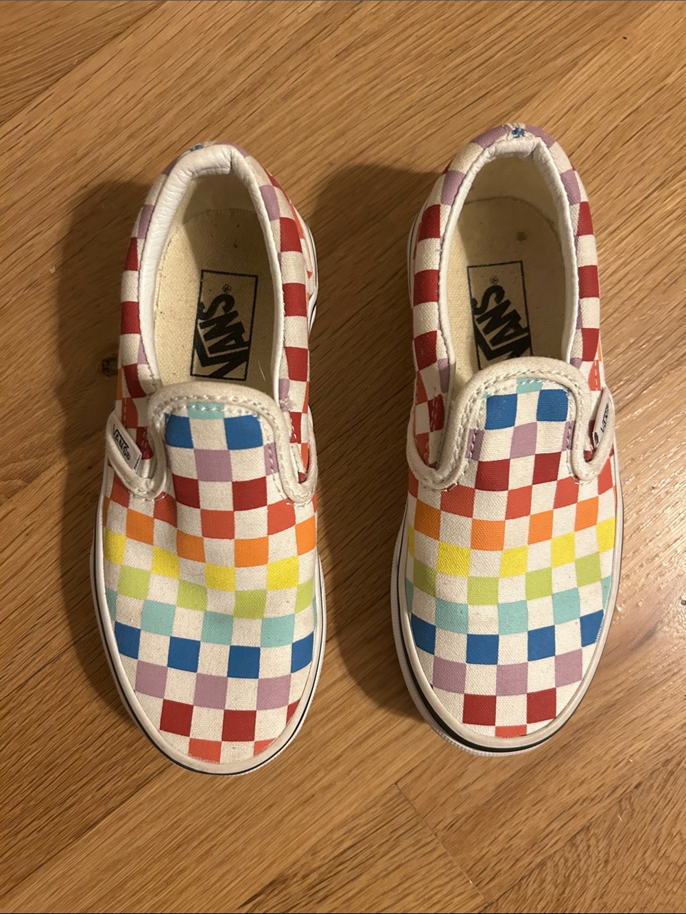 Vans Kids Slip-On Checkerboard Sneakers - Rainbow Multicolor - Picture 3 of 9